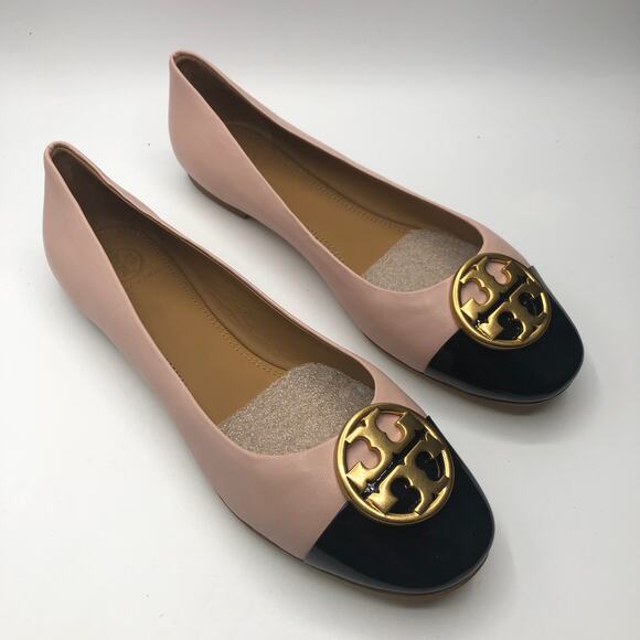 Tory Burch Womens Chelsea Cap Toe Nappa Ballet Flat Sea Shell Pink 9 M New - Picture 1 of 7